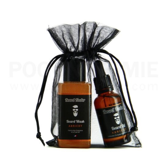 Pack soin barbe "Abricot"de chez Beard Feeder, fabriqué en France.